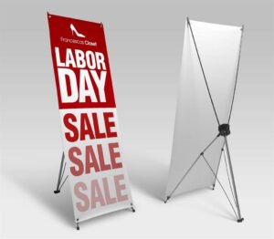 The sturdy x banner design ensures that your banner will be securely displayed, while the lightweight and portable construction makes it easy to transport and set up.